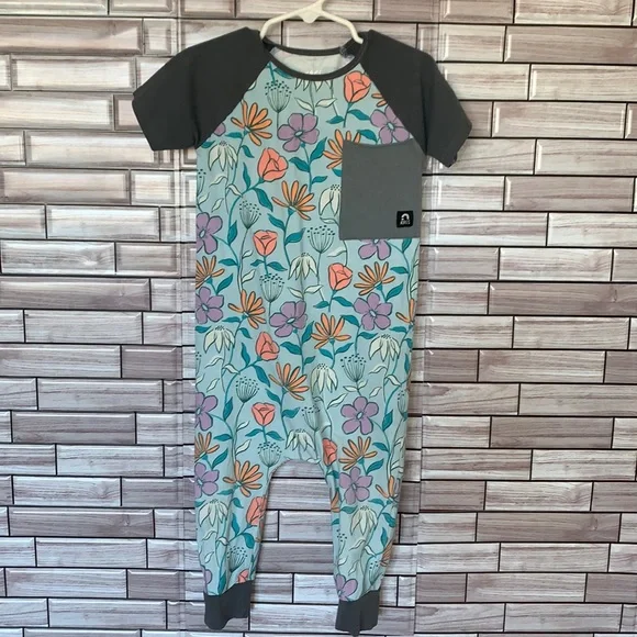 RAGS Cotton Blend Stretchy Footless Floral Print Romper Size 2T
